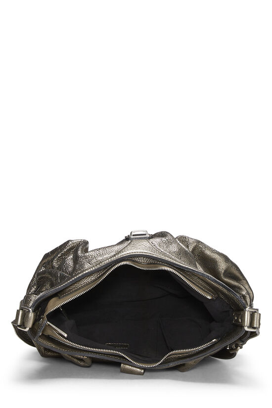 Silver Monogram Mahina Leather Hobo Bag XS, , large image number 6