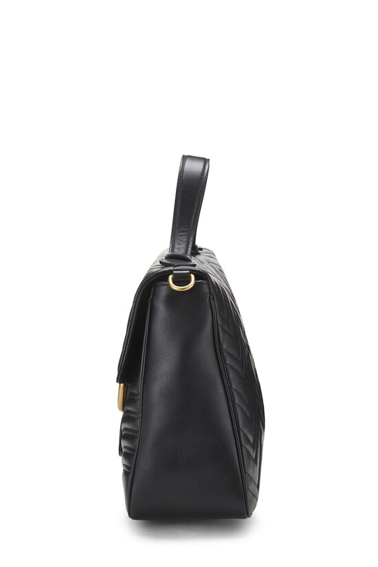 Black Leather GG Marmont Top Handle Bag Medium, , large image number 2