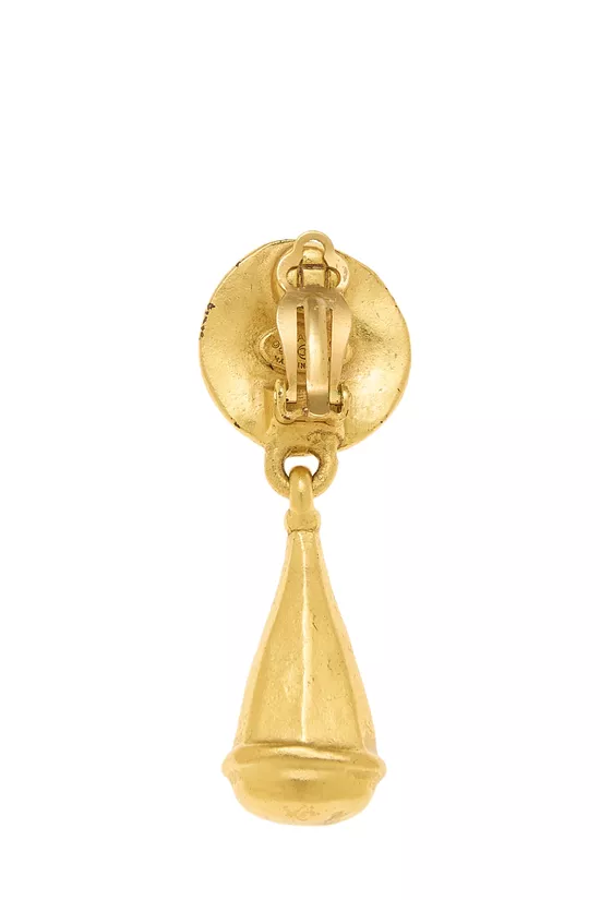 Gold Round 'CC' Dangle Earrings, , large image number 1