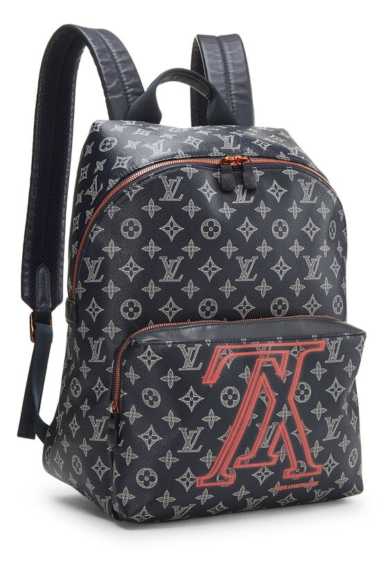 Navy Upside Down Monogram Canvas Discovery Backpack, , large image number 2