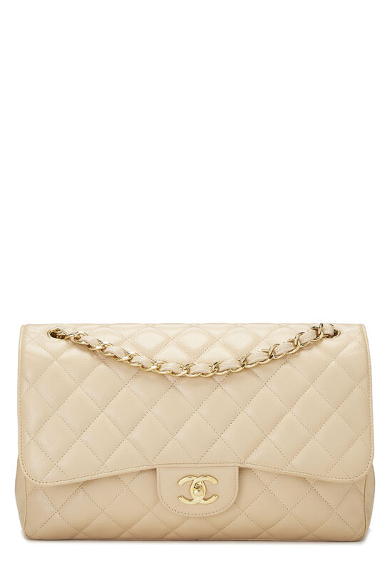 Beige Quilted Caviar New Classic Double Flap Jumbo, , large image number 0