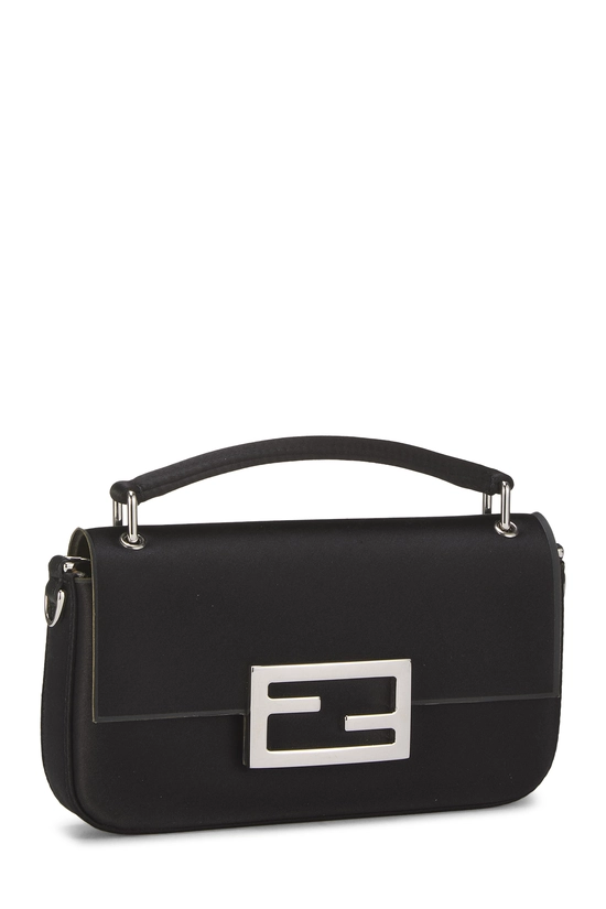 Black Satin Baguette Phone Pouch, , large image number 1
