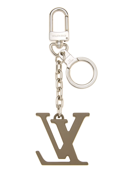 Grey LV Enamel Logo Keychain, , large