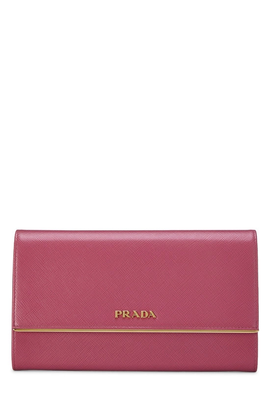 Pink Saffiano Long Wallet, , large image number 0