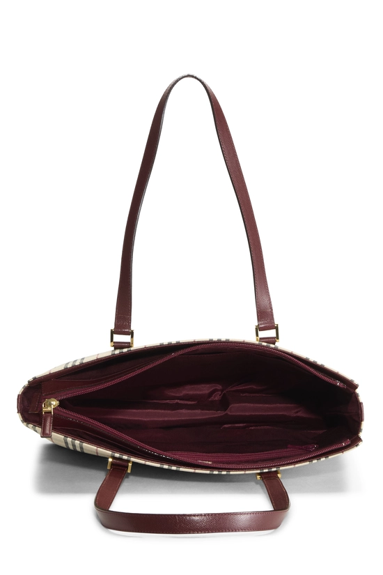 Burgundy Jacquard Check Zip Tote Medium, , large image number 5
