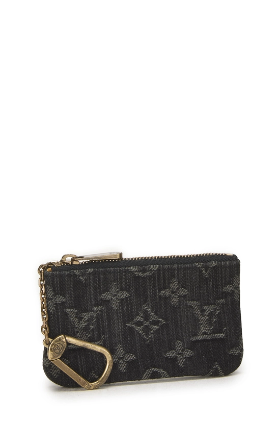 Black Denim Monogram Mini Pochette Clefs, , large image number 1