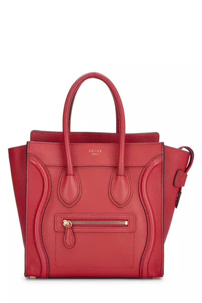 Red Drummed Calfskin Luggage Micro