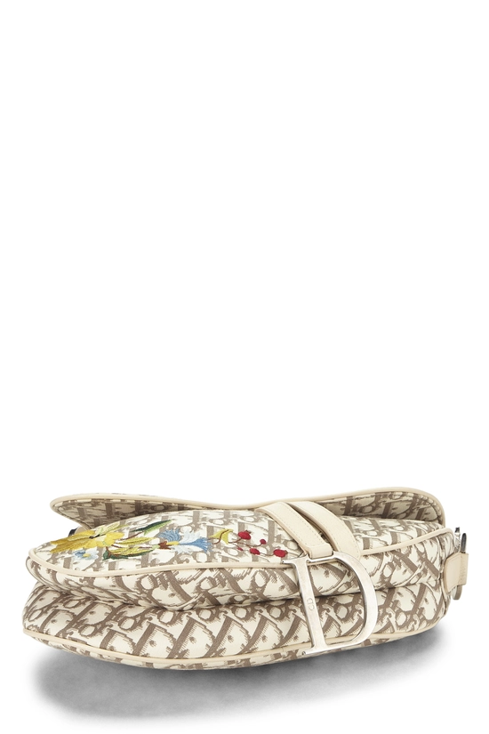 Beige Embroidered Floral Saddle Bag, , large image number 4