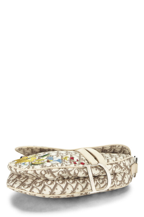 Beige Embroidered Floral Saddle Bag, , large image number 4