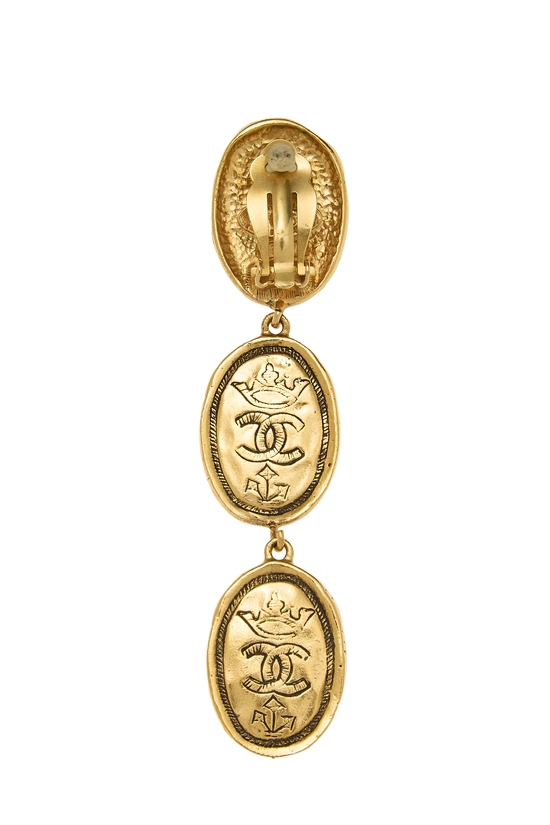 Gold 'CC' Dangle Earrings, , large image number 1