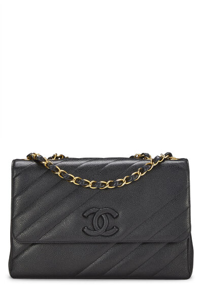 Black Caviar Diagonal Flap Jumbo