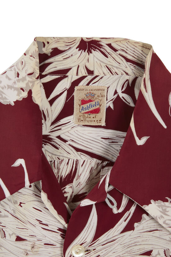 Burgundy Floral Ashfield Hawaiian Shirt, , large image number 3