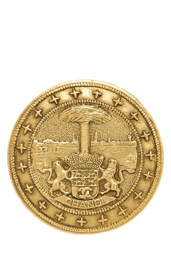 Gold 'CC' Logo Brooch, , large image number 0