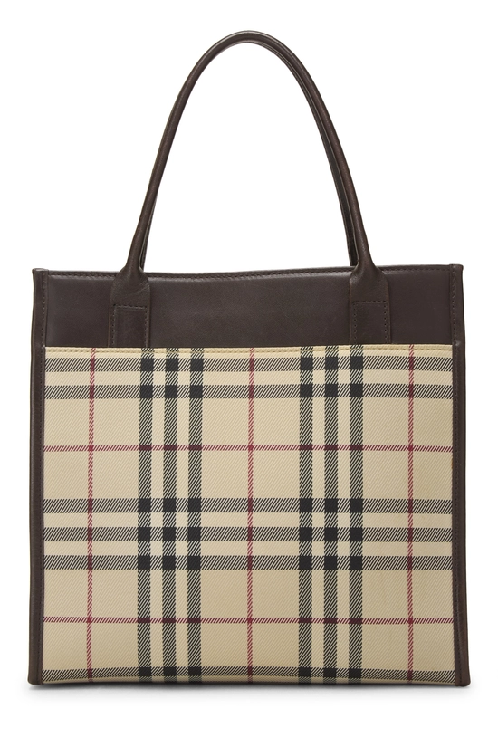 Brown Nylon House Check Shopping Handbag Small, , large image number 3