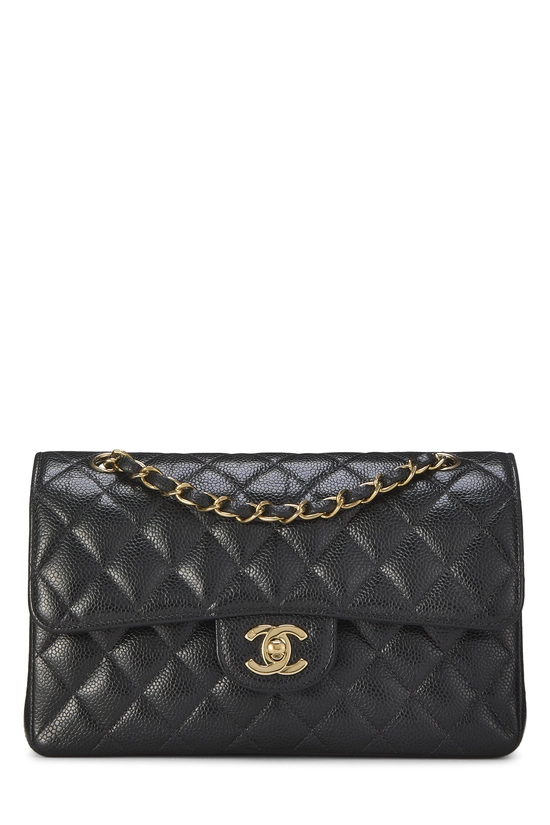 Black Quilted Caviar Classic Double Flap Small, , large image number 0