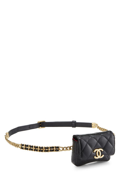 Black Quilted Caviar Melody Belt Bag, , large