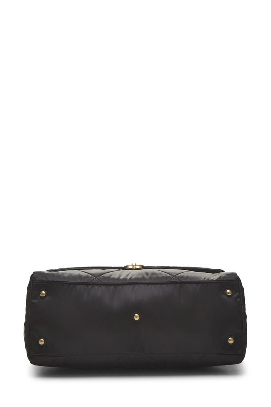 Black Satin Bowling Flap Bag, , large image number 4