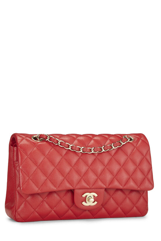 Red Quilted Caviar Classic Double Flap Medium, , large image number 1