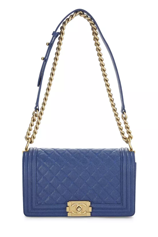 Blue Quilted Caviar Boy Bag Medium, , large image number 0