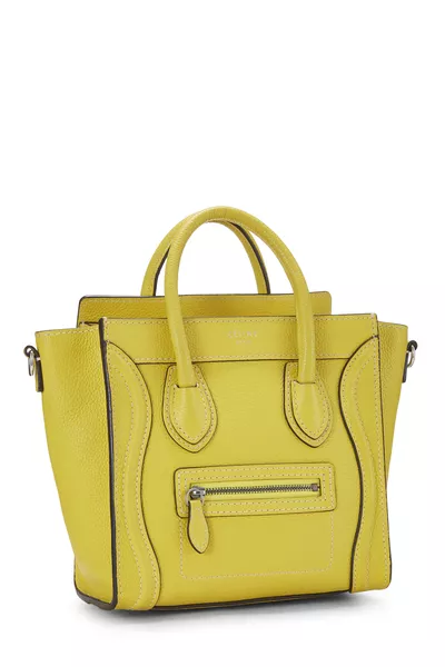 Yellow Drummed Calfskin Luggage Nano, , large