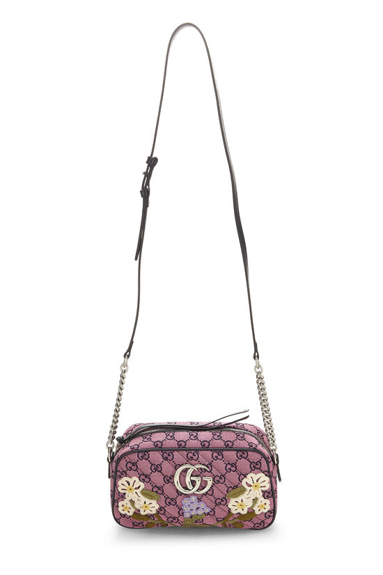 Pink GG Canvas Embroidered Marmont Crossbody Small, , large image number 2