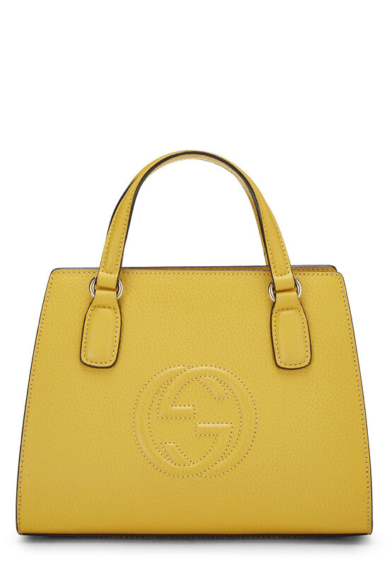 Yellow Grained Leather Soho Handbag, , large image number 0