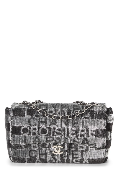 Black Sequin La Pausa Classic Flap Medium