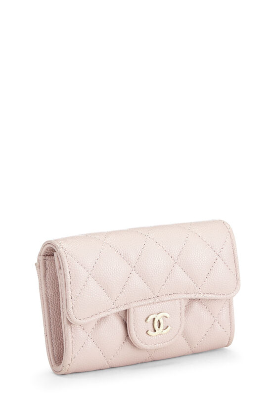 CHANEL PINK LEATHER CLASSIC CARD HOLDER