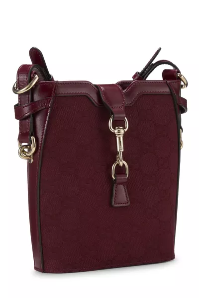 Burgundy GG Canvas Bucket Shoulder Bag Mini, , large