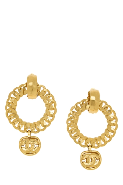 Gold 'CC' Hoop Dangle Earrings