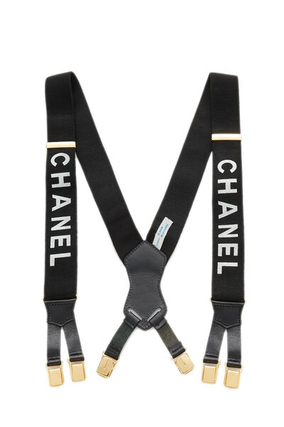 Black Elastic Logo Suspenders