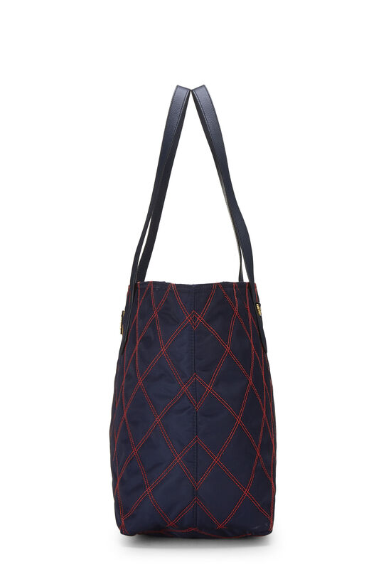 Navy Tessuto Quilted Zip Tote , , large image number 3