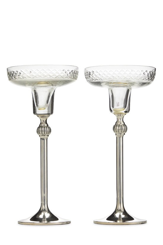 Silver Glass Candlesticks Set of 2, , large image number 0