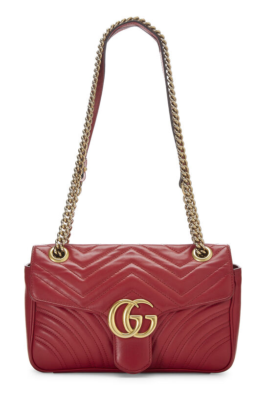 Red Leather GG Marmont Shoulder Bag Small, , large image number 0