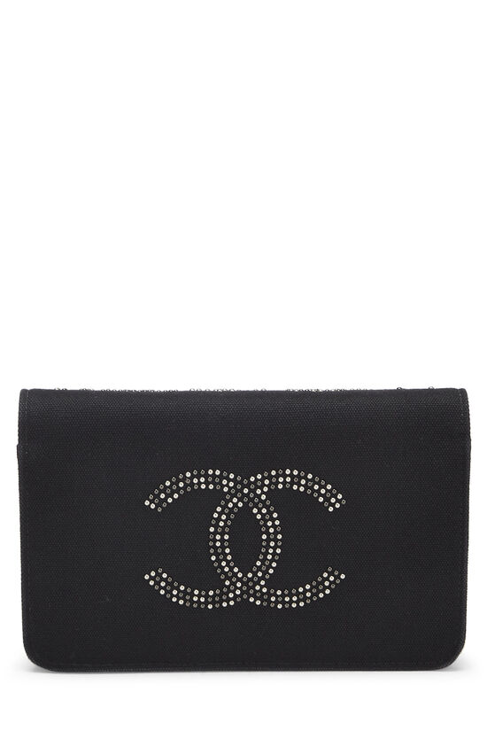 Chanel - Paris-Shanghai Black Canvas 'CC' Studded Wallet on Chain (WOC)
