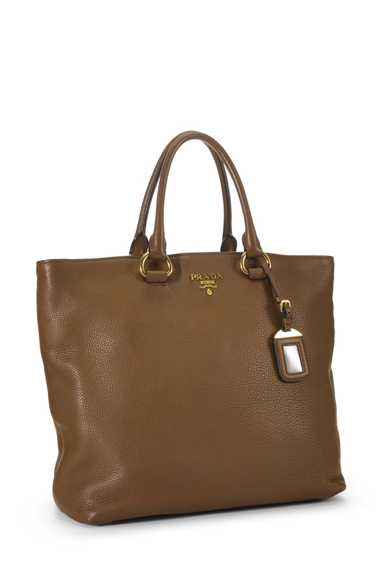 Brown Vitello Daino Convertible Shopping Tote Medium, , large image number 1