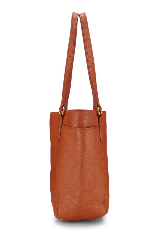 Orange Vitello Daino Side Pocket Tote, , large image number 2