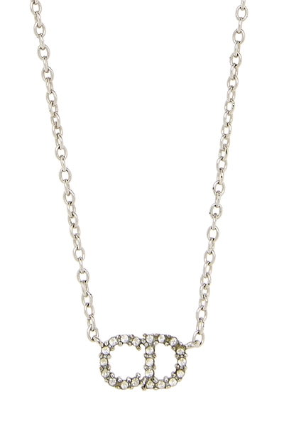 Silver Crystal 'CD' Necklace, , large