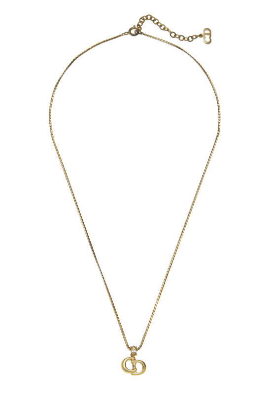 Gold Crystal 'CD' Charm Necklace, , large image number 0