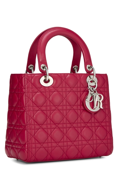 Pink Cannage Quilted Lambskin Lady Dior Medium, , large