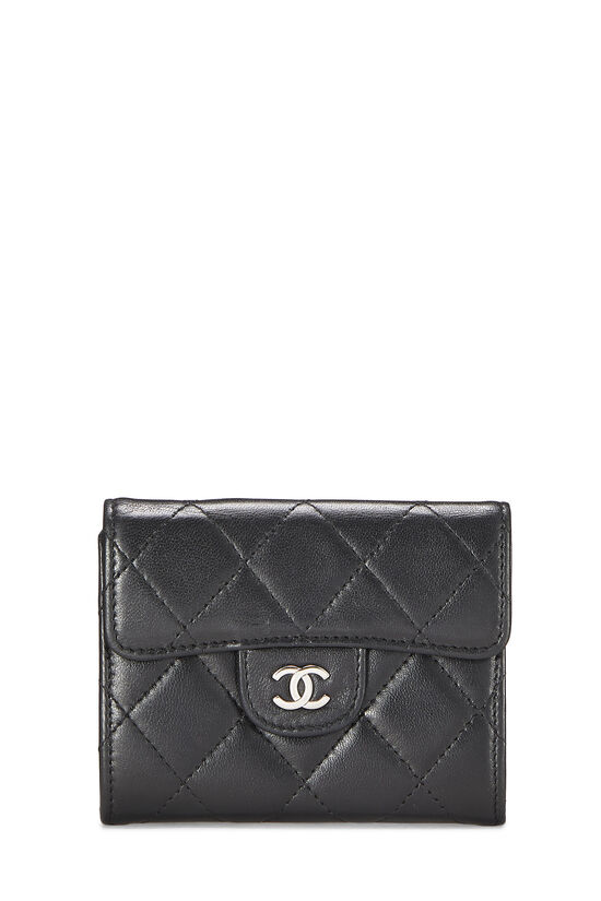Black Quilted Lambskin Classic Flap Card Holder, , large image number 0