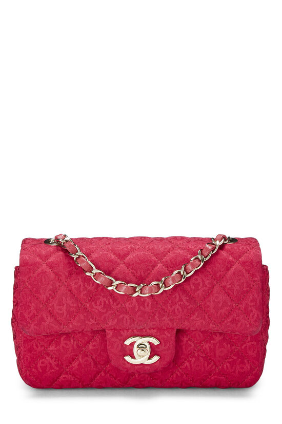 Chanel Pink Jacquard Silk Quilted Rectangular Flap Mini Q6BBMB13P9000