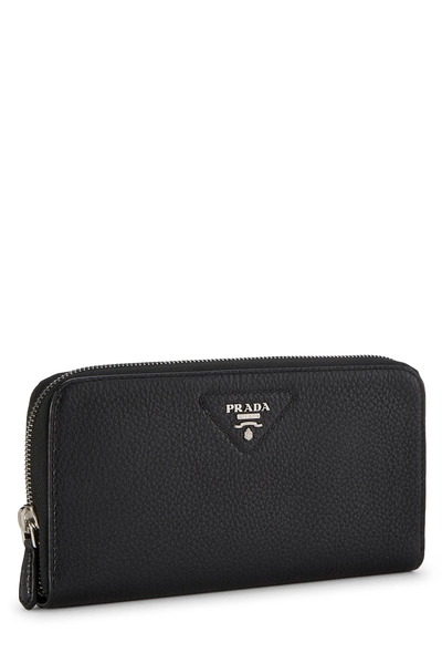 Black Vitello Daino Continental Wallet, , large