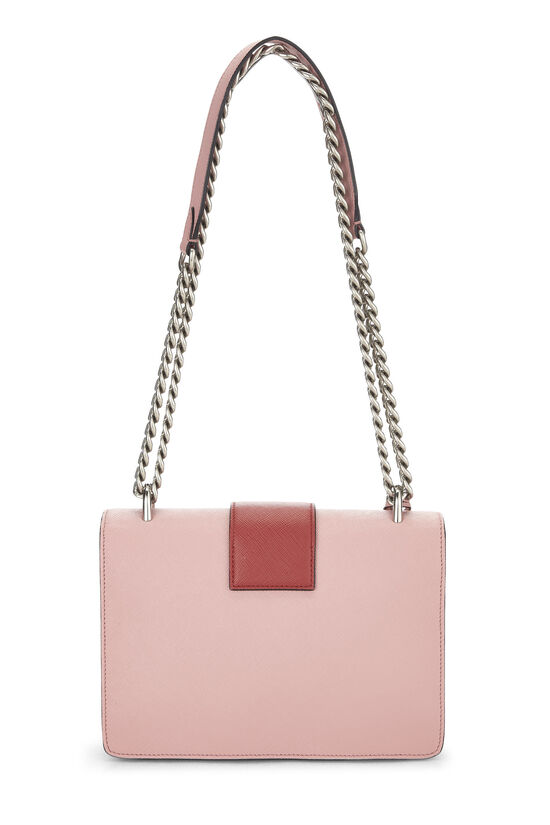 Pink & Red Saffiano Leather Chain Shoulder Bag, , large image number 3