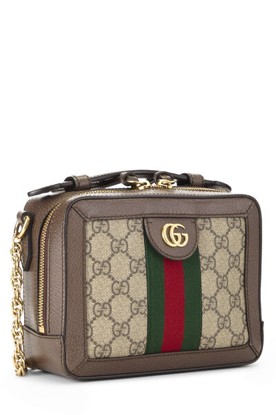 Brown GG Supreme Ophidia Top Handle Shoulder Bag Small, , large