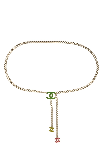 Multicolor Enamel Gold 'CC' Chain Belt