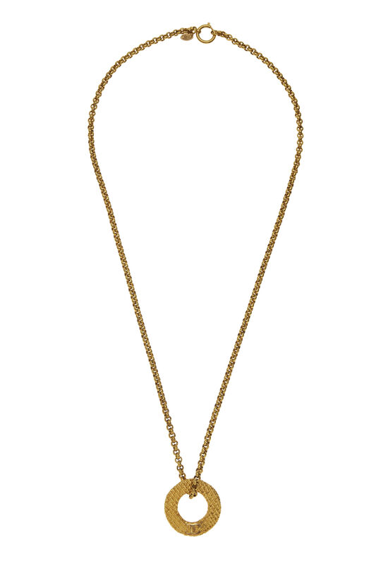 Gold Woven 'CC' Pendant, , large image number 0