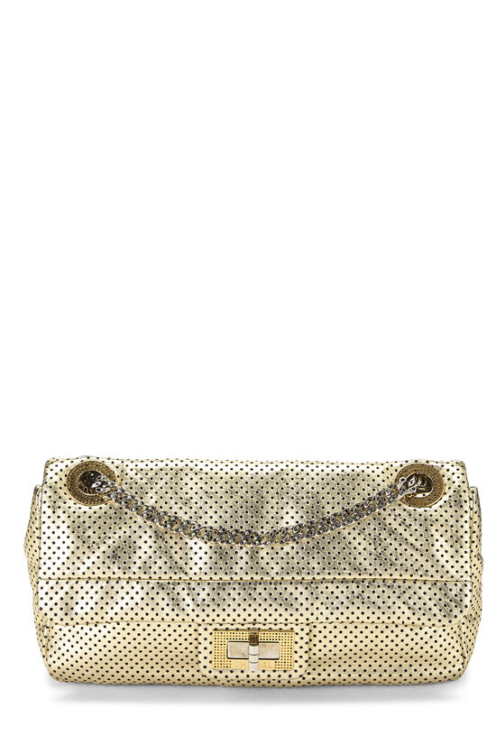 Metallic Gold Perforated Leather 2.55 Reissue Flap 225, , large image number 0