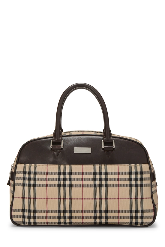 Brown House Check Jacquard Bowler Handbag Medium, , large image number 0