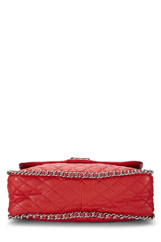 Red Quilted Lambskin Chain Around Half Flap Maxi, , large image number 4